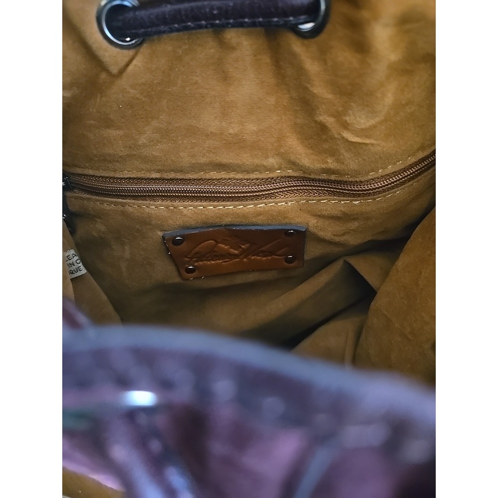 Patricia Nash Melrose Drawstring with Floret Key Fob Plum Nubuck Suede Crossbody - Picture 13 of 16